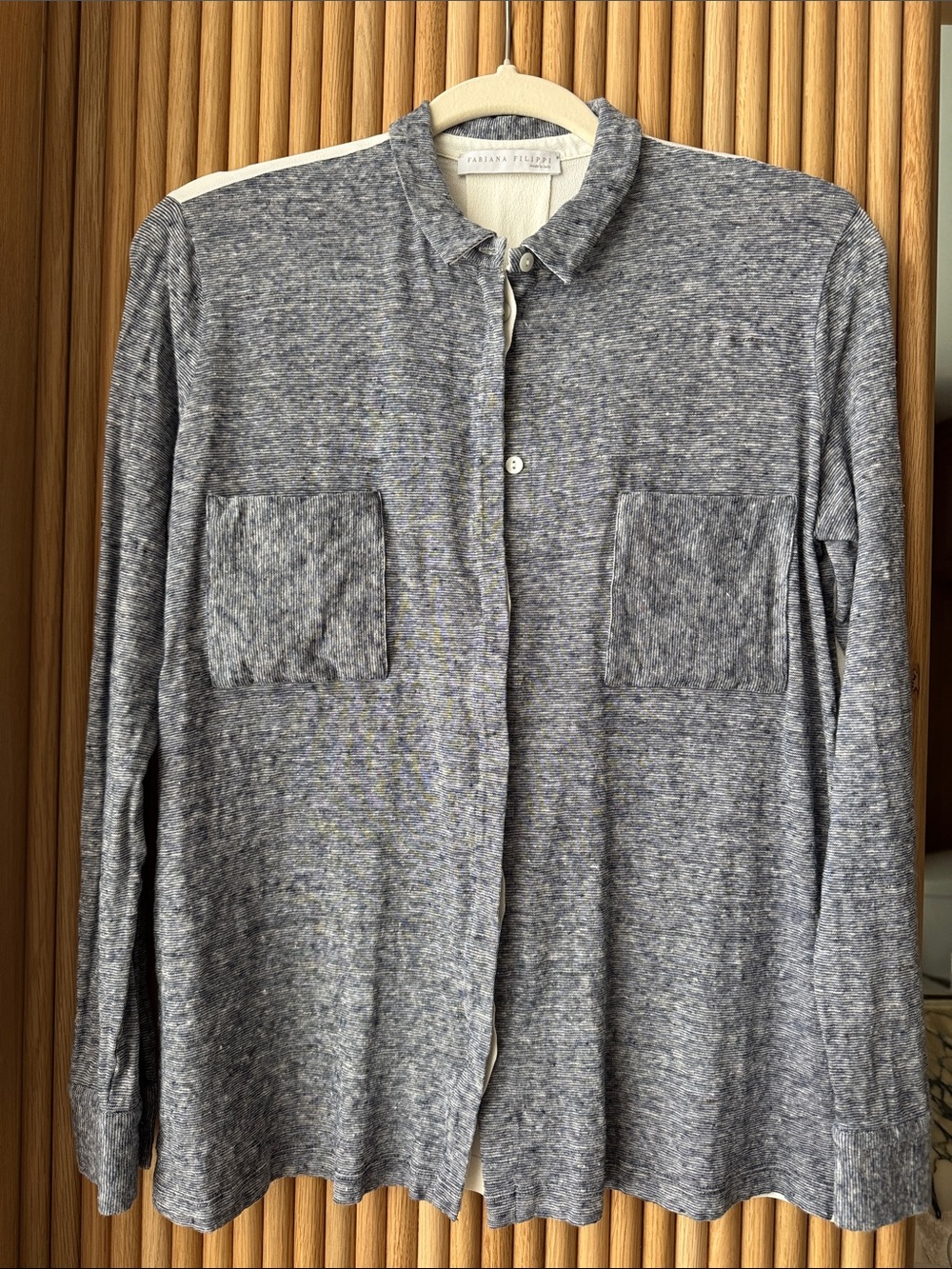 Relaxed navy and white Button-Up Blouse